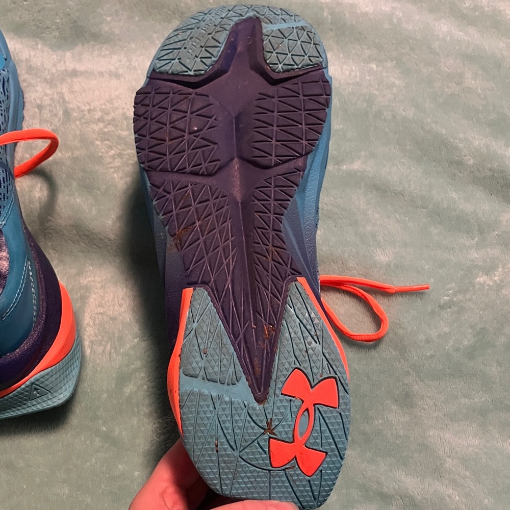 Under Armour womens' Teal and Neon Orange Sneakers - Picture 3 of 3